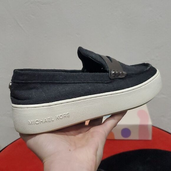 Michael Kors Poppy Slip on Wool Platform Loafers - Picture 3 of 15